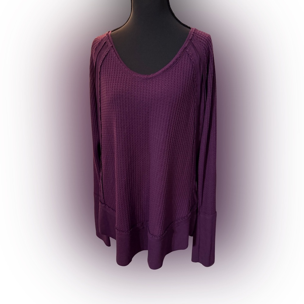 Time and Tru Deep Purple Waffle Weave Soft Tunic Top Leggings &‎ Fall Style